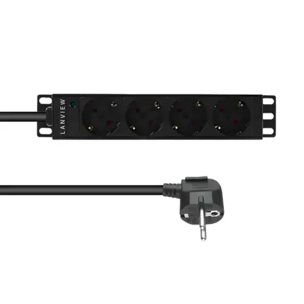 Lanview PDU 10" čierna / Zásuvková lišta do racku / 1U / 4X Schuko / 13 A / 2 m (LVR-2MSCH-LIC-SCH4)