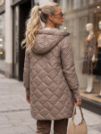 Dlhá dámska prešívaná prechodová bunda, béžová, FashionStreet TY5866 XXL