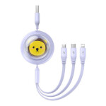 Baseus Cute Powerful Nabíjací USB-A kábel 3v1 1.1m fialová / 1x USB-C (M) / 1x microUSB (M) / 1x Lightning (M) (P10362900511-00)