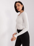 Ecru vypasovaná basic halenka s dlouhým rukávem BASIC FEEL GOOD L / XL