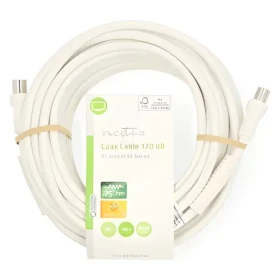 Nedis koaxiálny kábel 10 m biela / Koaxiálny kábel / IEC (M) - IEC (F) / 75 Ohm / 120 dB (CSGL40020WT100)