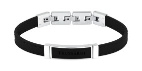 Trussardi Čierny kožený náramok pre mužov T-Leather TJAXZ05