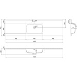 MEXEN/S - Rivel kúpeľňová skrinka 160 cm s umývadlom Otis, 1 šuplík, reliéf, šedá mat/biela mat 91A20-16023-1-BF62-W18M01