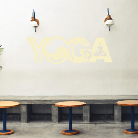 Veselá Stena Samolepka Joga Farba: béžová, Veľkosť: 80 x 25 cm