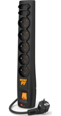 Acar P7 čierna / Prepäťová ochrana / 7 zásuviek / 3 m prívodný kábel (W0115)