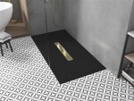 MEXEN/S - Toro obdĺžniková sprchová vanička SMC 150 x 90, čierna, mriežka zlatá 43709015-G