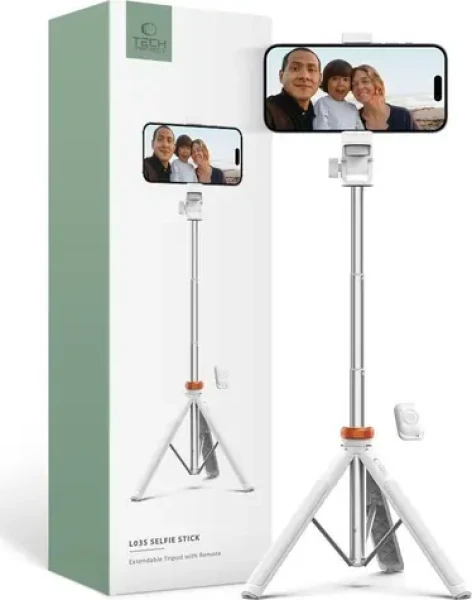 Tech-Protect L03S biela / Selfie tyč so statívom (5906203691180)