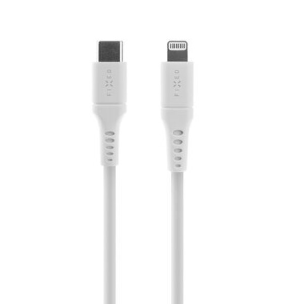 FIXED Krátky nabíjací a dátový Liquid silicone kábel s konektormi USB-C/Lightning a podporou PD 0.5m biela / MFI (FIXDLS-CL05-WH)