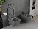 MEXEN - Madox Závesná WC misa Rimless vrátane sedátka s slow, Duroplast, svetlo šedá mat 30154061