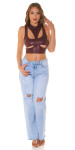 Sexy Koucla Wetlook Crop Top with Cut Outs Einheitsgroesse