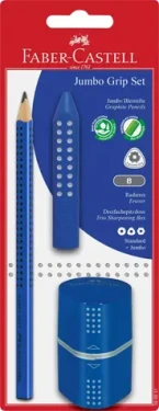 Faber-Castell Grafitová ceruzka Grip Jumbo s príslušenstvom modrá / Tvrdosť B (151238)