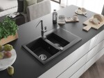 MEXEN/S MEXEN/S - Gaspar granitový drez 1.5 s odkvapkávačom vrátane batérie Flora, čierna 6507-77-670401-00