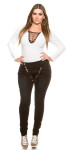 Curvy Girls Size! Skinnies with buttons and zip black