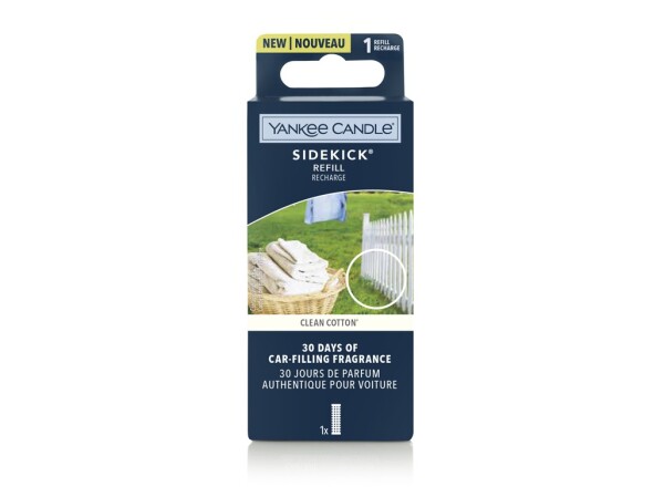 Yankee Candle Sidekick Clean Cotton Vôňa do auta náhradná náplň (5038581110790)