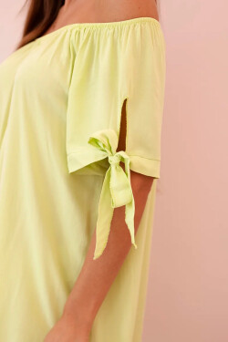 Dámske viskózové šaty s viazaním na rukávoch pistáciová UNI