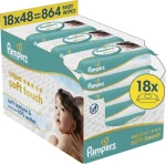 Pampers Aqua Soft Touch Plastic Free / Vlhčené obrúsky / 864 ks / 18 × 48 ks