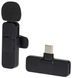 Nedis Bezdrôtový klopový mikrofón čierna / USB-C / 360° všesmerový / Vypínač / Kábel 1,8 m (MICW110BK)