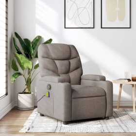 VidaXL vidaXL Rozkładany fotel masujący, taupe, obity tkaniną