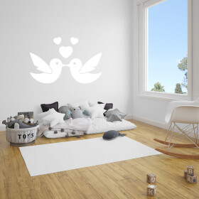 Veselá Stena Samolepka Zamilované holubičky Farba: biela, Veľkosť: 100 x 64 cm