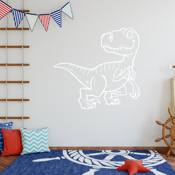 Veselá Stena Samolepka Dinosaurus Farba: biela, Veľkosť: 100 x 95 cm