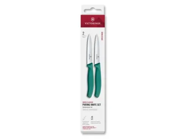 VICTORINOX Swiss Classic Kuchynský nôž 10 cm set 2 ks zelená / rovné a vrúbkované ostrie (6.7794.2C1)