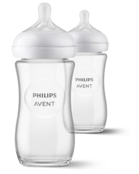 Philips AVENT Sklenená fľaša Natural Response SCY933/02 / Dojčenská fľaša / 240 ml / od 1 mesiaca / 2 ks