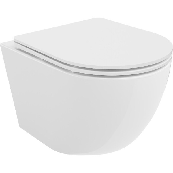 MEXEN/S - Lena Závesná WC misa Rimless Tornado vrátane sedátka s slow slim, duroplast, biela lesk 30220300T