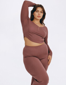 Organic Basics Core Sport Henley Long-Sleeve Tee Rose Wood S
