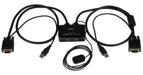 StarTech 2- Port KVM prepínač s káblami / KVM prepínač / VGA / USB / 2048 x 1536 px / diaľkové tlačidlo (SV211USB)