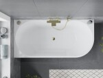 MEXEN/S - Mia voľne stojaca rohová vaňa lewa 170 x 80, biela/čierna, sifón a prepad zlatá 52691708075L-50