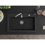MEXEN - Elix granitový drez 1-miska 800 x 500 mm, čierna/strieborná metalík, sifón chróm 6527801005-73
