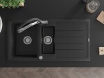 MEXEN/S MEXEN/S - Andres granitový drez s odkvapkávačom vrátane batérie Duo, čierna/strieborná metalík 6515-73-671701-07