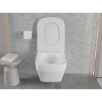 MEXEN/S - Riva Závesná WC misa Rimless Tornado vrátane sedátka s slow slim, duroplast, biela lesk 30630200T