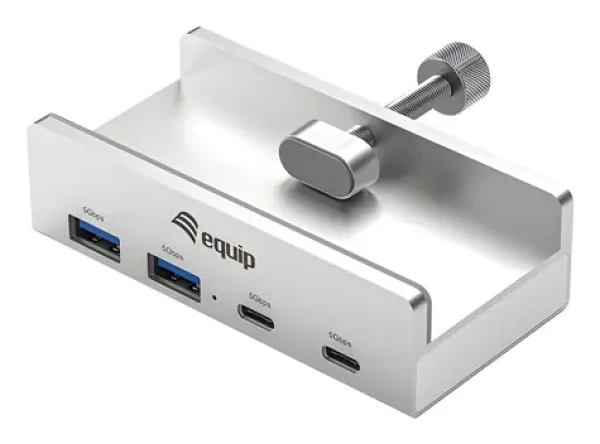 Equip Klip-On 4- Port / USB hub / 2x USB-A + 2x USB-C / USB 3.2 Gen 1 5 Gbps / hliníkové telo (128967)
