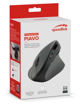 Speed Link PIAVO SL-630019-RRBK čierna / Myš / Vertikálna ergonomická / Bezdrôtová / 5 tlačidiel (SL-630019-RRBK)