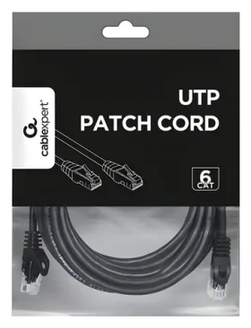 Cablexpert čierna / Patch kábel / UTP Cat6 / RJ45 / 5 m (PP6U-5M/BK)
