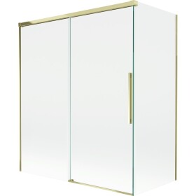 MEXEN/S - Rox vaňová zástena 2-krídlová posuvná 140 + 70 x 150, transparent, zlatá 8C9-140-070-50-00