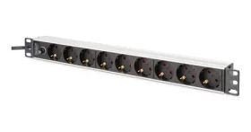Digitus DN-95437 čierna / Zásuvkový panel do racku 19" / 9x zásuvka / hliník / 2 m (DN-95437)
