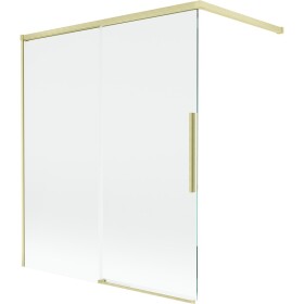 MEXEN/S - Rox vaňová zástena 2-krídlová posuvná 140 x 150, transparent, zlatá kartáčovaná 8C9-140-003-55-00