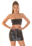 Sexy 2v1 Bandeau Crop Top flitrami zipsom black