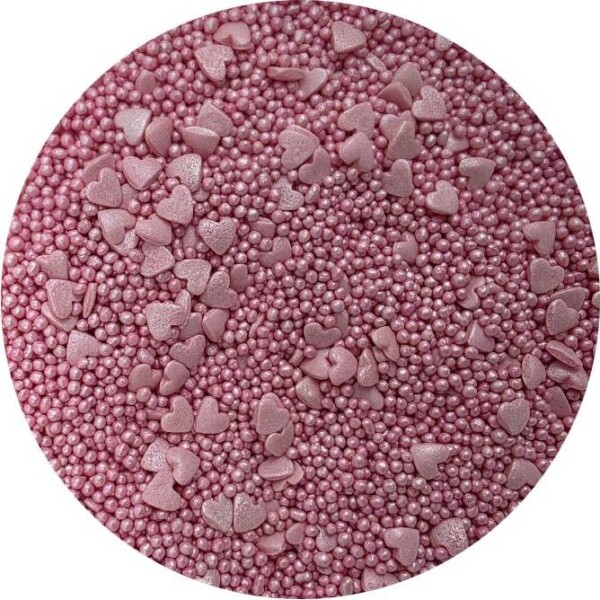 Cukrové ozdoby metalické Ružové srdce mix 80 g - I LOVE CAKES - I LOVE CAKES