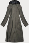 Dlouhý kabát khaki barvě límcem model 15837924 Ann Gissy Barva: odcienie zieleni, Velikost: