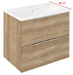 SAPHO - CIRASA kúpeľňová skrinka 60cm CIRASA s úzkym umývadlom a LED zrkadlom, 2 zásuvky, dub Alabama KSET-113