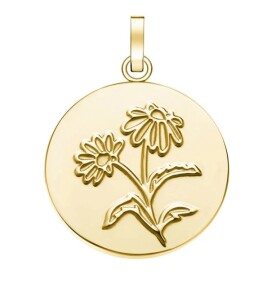 Rosefield Pôvabný pozlátený prívesok PE-Gold-Daisy Flower Coin