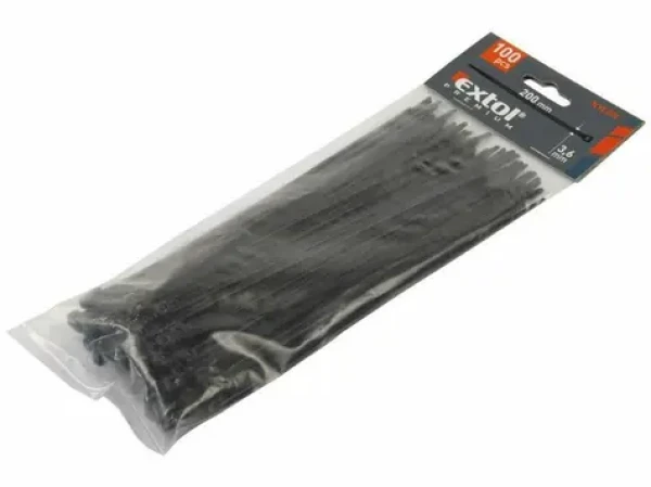 Extol- Premium Pásky na vodiče 400x4.8mm čierne 100ks / NYLON (EX8856166)