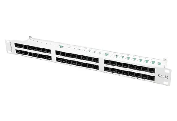 Lanberg Patch panel 19" 48 portov šedý / Patch panel / 1U / CAT5E / UTP (PPU5-1048-S)