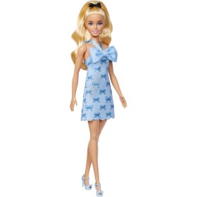 Barbie Modelka - šaty s modrými mašľami