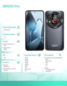 Oukitel WP200 Pre 5G šedá / Mobilný telefón / 24GB/1TB / IP69K (WP200Pro-GY/OL)