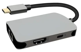 PremiumCord USB-C na HDMI + RJ45 + PD adaptér / Adaptér / HDMI + RJ45 + Power Delivery / hliníkové púzdro (ku31dock18)