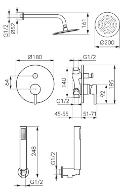 NOVASERVIS - Sprchová sada podomietková Ciriculus, chróm BCK7P-SET1-S
